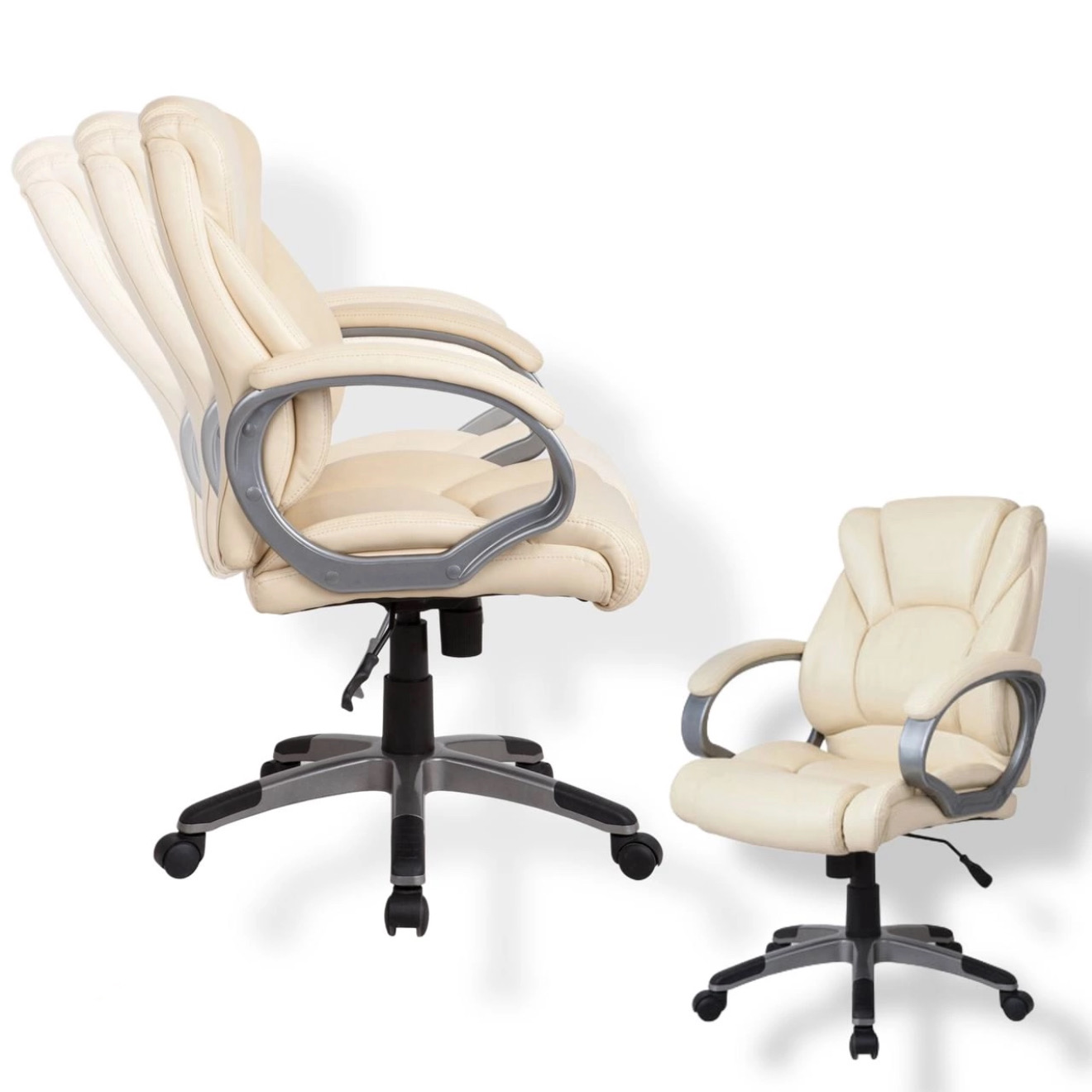 Кресло офисное, экокожа, бежевое